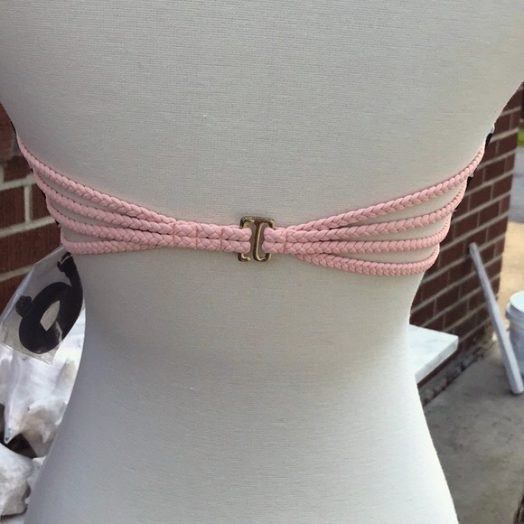 NWT Candie’s Black and Pink Striped Bandeau Swim Top Size Medium - Picture 4 of 10